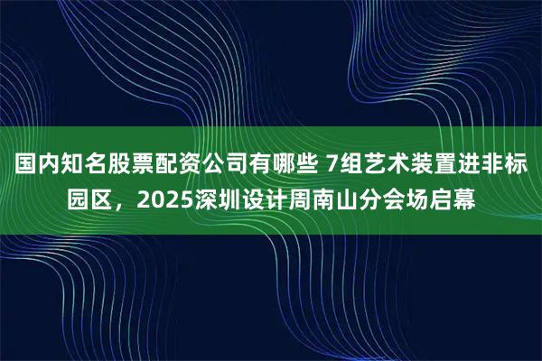 国内知名股票配资公司有哪些 7组艺术装置进非标园区，2025深圳设计周南山分会场启幕